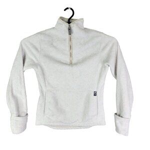 Womens White The North Face Fleece Pullover Jacket 1/4 Zip Long Sleeve Size XS